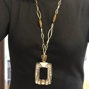 Alexis Bittar Long “Crocodile” Carved Pendant